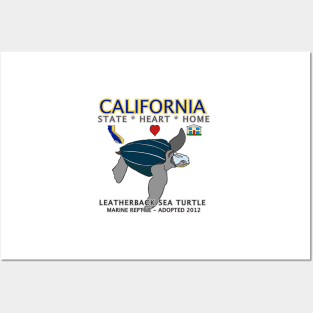 California - Leatherback Sea Turtle - State, Heart, Home Posters and Art